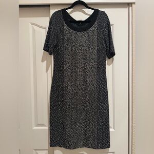 St. John Collection Black and White Shimmer Textured Dress